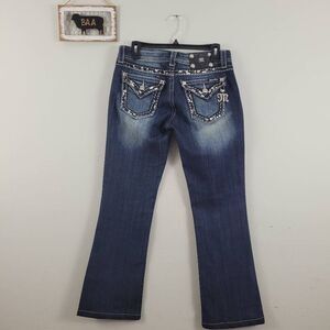 Miss Me Easy Boot Cut Jeans Sz 27 Bling‎ Rhinestone Jeweled Sequin Mid Rise